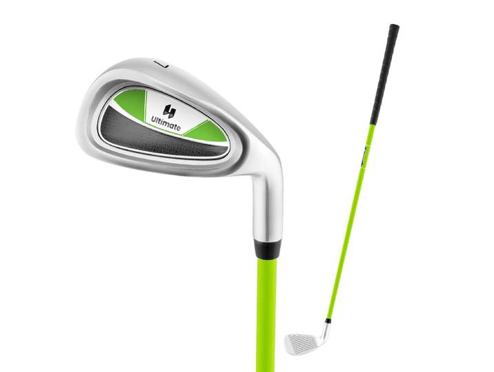 Nr. 7 Junior Ijzer voor Kinderen Individuele Gouden Club met Glasvezel Shaft en Clubhoes Junior Oefengolfclub Rechterhand 76 cm