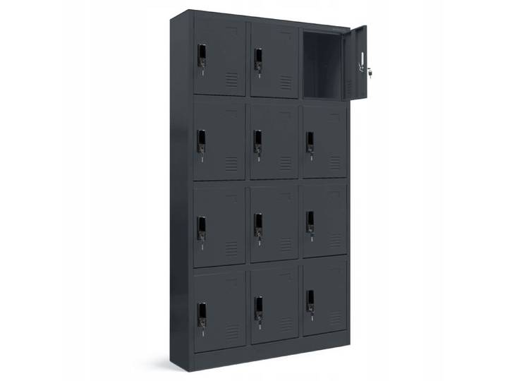 Armoire vestiaire MARCIN métallique anthracite 12 casiers sécurisés