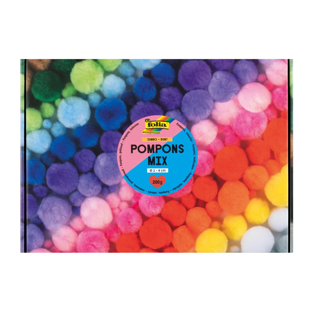 folia Pompons bunt Jumbo Ø 1,0 - 4,0 cm, 900 St.