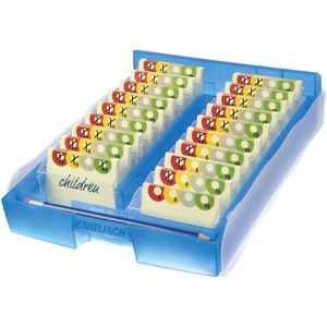 Han Karteikasten 9988-643, Croco 2-6-19, A8, Kunststoff, blau, Lernkartei für 2000 Karten
