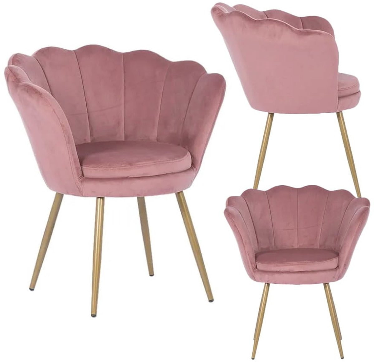 Viking Choice Schelpstoel in roze velvet met gouden details