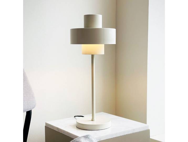 Stoke Lampe de Table Putty Blanc - Dyberg Larsen - Salon / séjour - Design - Métal - Avec abat-jour