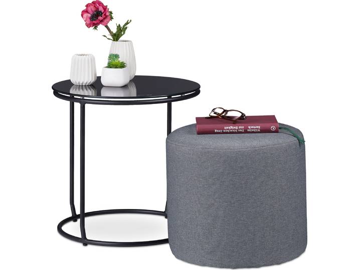 relaxdays Table d'appoint avec tabouret intégré