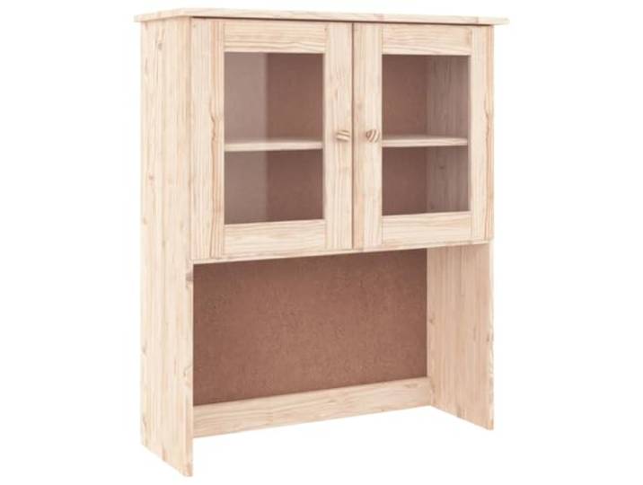 KTHLBRH Sideboard hoch 77 x 35 x 165 cm Massivholz Kiefer Unbehandelt, Glastüren, Schubladen und Einlegeböden, Holzknöpfe, pflegeleicht