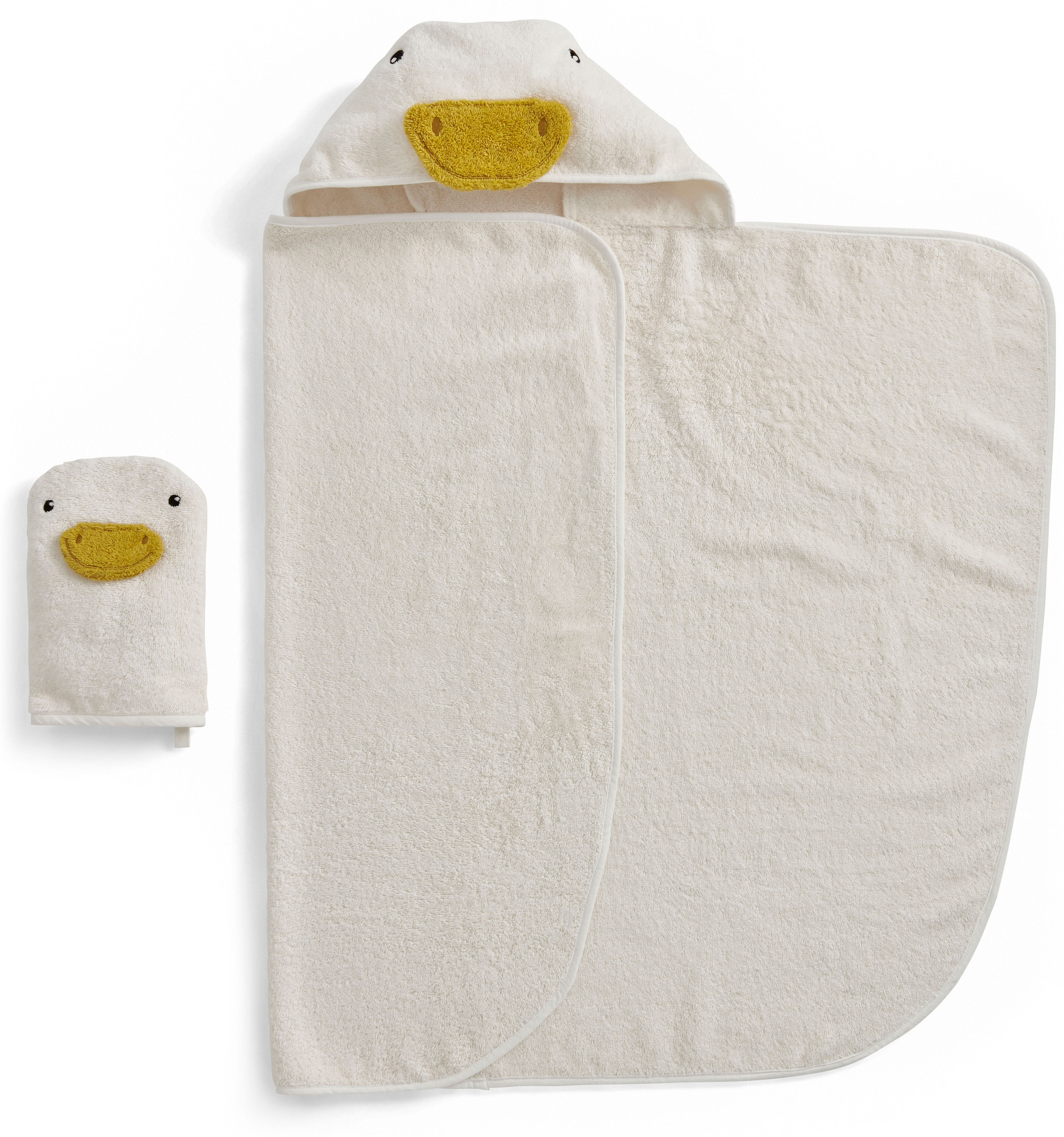 Handtuch Set CHRISTY "Christy Baby Gans", weiss (weiß), 2 Stk., Walkfrottier, Walkfrottier, Obermaterial: 100% Baumwolle, Handtuch-Sets, Handtuch Set, 1 Kapuzen-Badetuch (95x90 cm) und 1 Waschhandschuh (23x15 cm) weiß 2 Stk., Walkfrottier