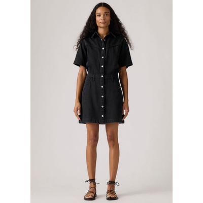 Jeanskleid LEVI'S "WESTERN DRESS", Damen, Gr. S (36), N-Gr, Kurzarm, Denim/Jeans, capturing moments, Denim/Jeans, Obermaterial: 100% Baumwolle, normal kniefrei, Kleider, Durchgehender Druckknopfverschluss