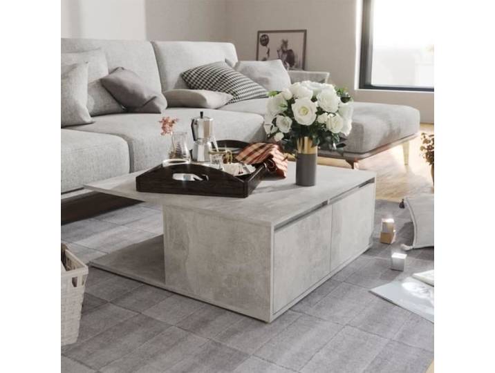 HAUTE QUALITÉ - Table basse Gris béton 80x80x31 cm Aggloméré ZE3716