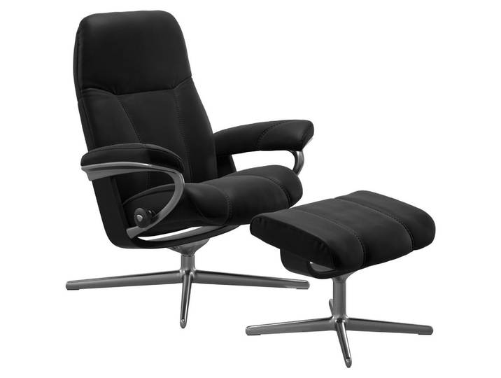 Stressless Relaxsesselset Consul, Schwarz, Echtleder, Rindleder, 82x102x72 cm, Lederauswahl, Stoffauswahl, Relaxfunktion, Wohnzimmer, Sessel, Ledersessel