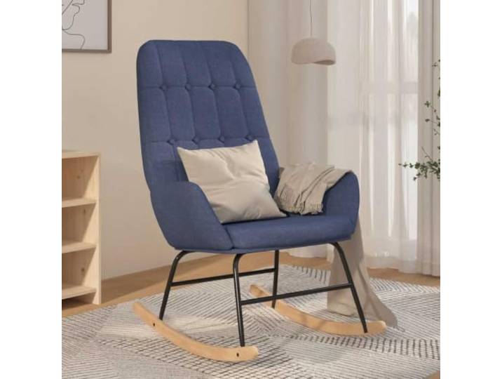 ZXQVLMRS Schaukelstuhl, Gepolsterter Sessel, Stoff & Holz, 70x79x101 cm Hoher Sitzkomfort, Robustes Kautschukholz, Wohnzimmer-Design