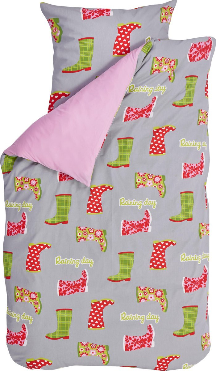 BINK Bedding Raining Day Dekbedovertrek Junior Multi - 120x150 cm inclusief 1 kussensloop 60x70 cm