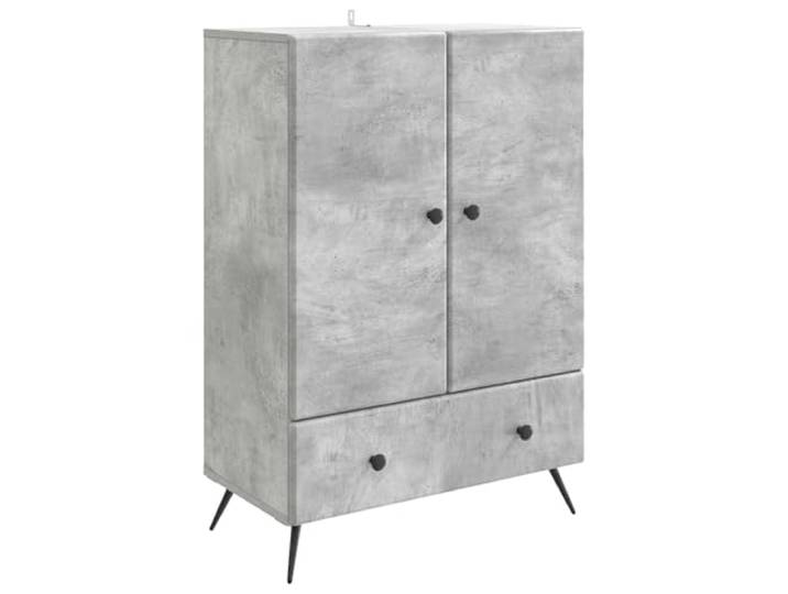 KKgypkn Sideboard Betongrau 66 x 34,5 x 95 cm Holzwerkstoff Mit Fächern und Regalen, Vielseitig für Esszimmer Wohnzimmer Flur, Montage erforderlich