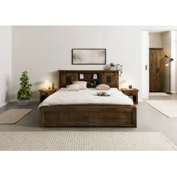 Bett mit Schublade Mango 160x200 braun lackiert RAILWAY #471