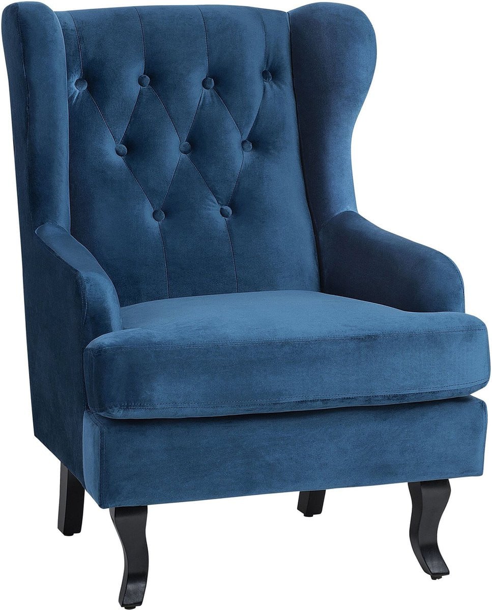 ALTA Chesterfield fauteuil - Donkerblauw - Fluweel