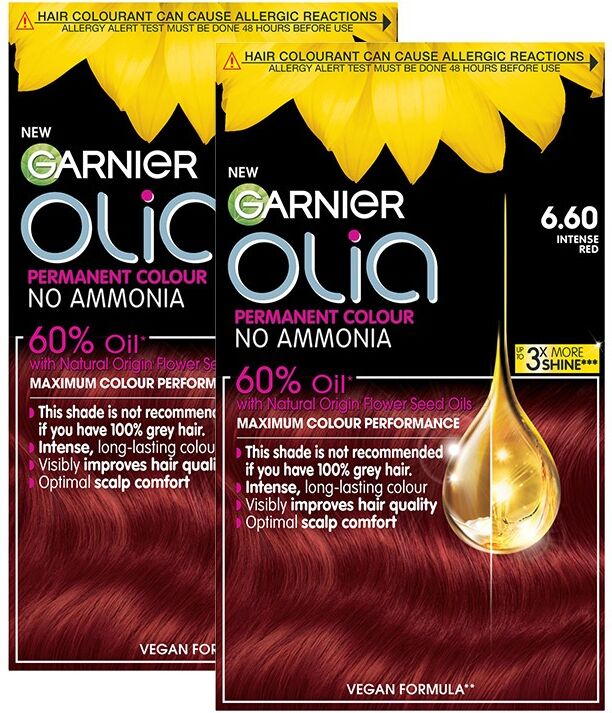 Garnier Olia Permanent Hair Dye, Colour: 6.60 Intense Red, 230G Double