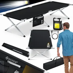 KESSER® Campingbett Klappbett Inkl.Tragetasche und Seitentasche Stabiles Feldbett 150 kg Belastbar Metallrohr 600D Oxfordgewebe Tragbar Liege Reise Bequem