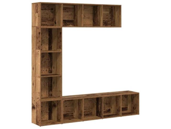 HGFDVCMR Bücherschrank 3er Set Altholz-Optik Standregal aus Holzwerkstoff Vielseitiges 3er Regalset für Wohnzimmer und Schlafzimmer. Flexibel stehend oder als Wandboard montierbar.