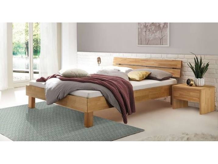 Bett Advira Kernbuche Massivholz 120x200cm klassischer Stil, Mit Kopfteil