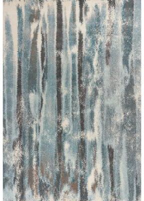 Domani Oceans Abstract Teal Striped Rug