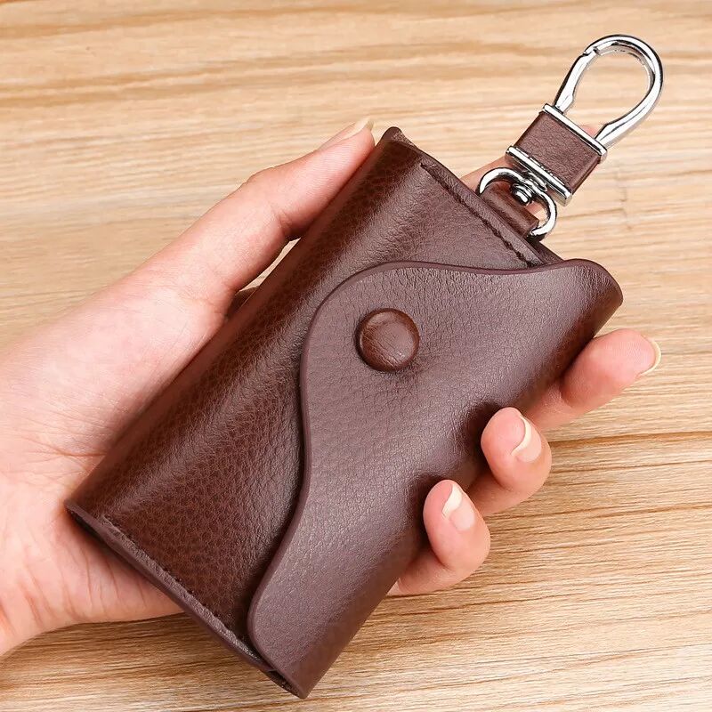 INF Porte-clés de voiture multifonctionnel en cuir Marron