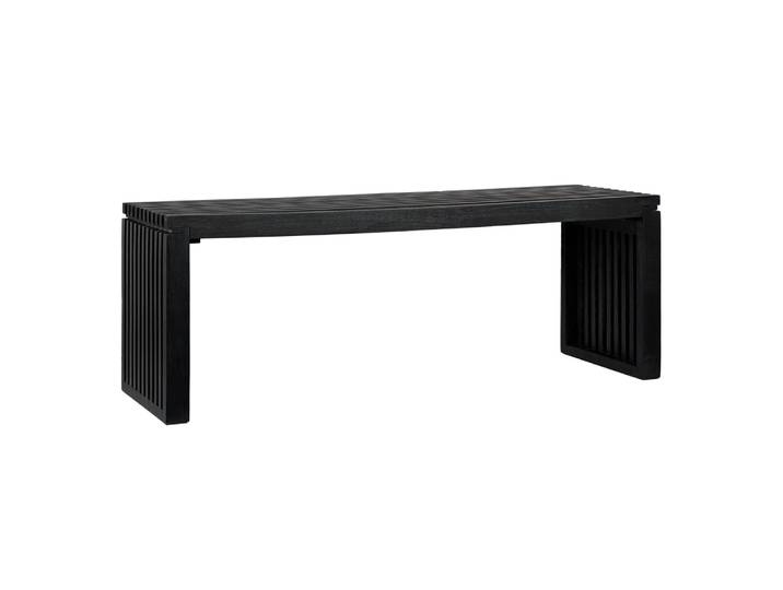 Banc 120 cm en bois massif, noir