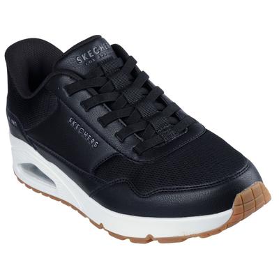 Slip-On Sneaker SKECHERS "UNO-SIMPLIFIED SLIP-IN", Herren, Gr. 41, schwarz-weiß (schwarz, weiß), Lederimitat, Textil, Schuhe, Schnürschuh, Retro Sneaker, Freizeitschuh mit Slip-Ins Technologie