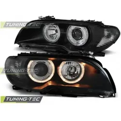 Design Angel Eyes Scheinwerfer passend für BMW 3er E46 Coupe / Cabrio 03-06 schwarz Set
