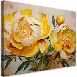 WANDBILD gelbe pfingstrose gemalte blume