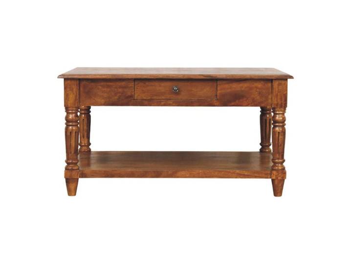 Artisan Furniture Couchtisch, 2 Schubladen, braun, Braun, Holz, Echtholz,Mangoholz, 1 Fächer, rund, 55x45x85 cm, Wohnzimmer, Wohnzimmertische, Couchtische