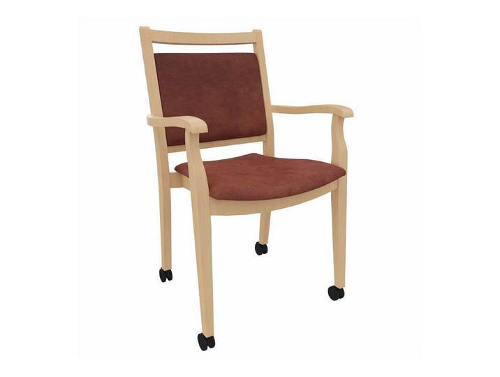 einrichtungsdesign24 Armlehnstuhl André mit Rollen – Ideal für Senioren im Alter und der Pflege, komfortabel, gepolstert, Massivholzgestell, Premium Rollen