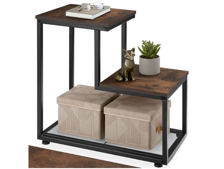 Beistelltisch Halifax 60,5x35,5x60,5cm - Industrial Holz dunkel, rustikal