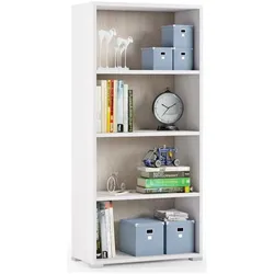 Dmora Bücherregal Giacinto, Bibliothek mit 3 verstellbaren Einlegeböden, Bücherregal, Schrankwand mit Regalen, 60x30h130 cm, Weiß und Eiche
