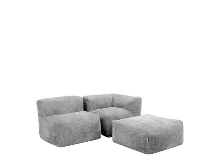Icon Zen Cord Sitzsack Sofa mit Füllung, 3 Sitzer Modular Sofa, Grau Entworfen in Deutschland, Boneless Sofa, Weicher Cordstoff, Sofa für Wohnzimmer und Schlafzimmer