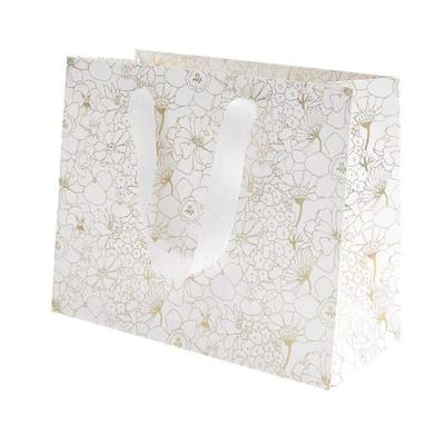 Geschenktüte Gold Blumen, S,