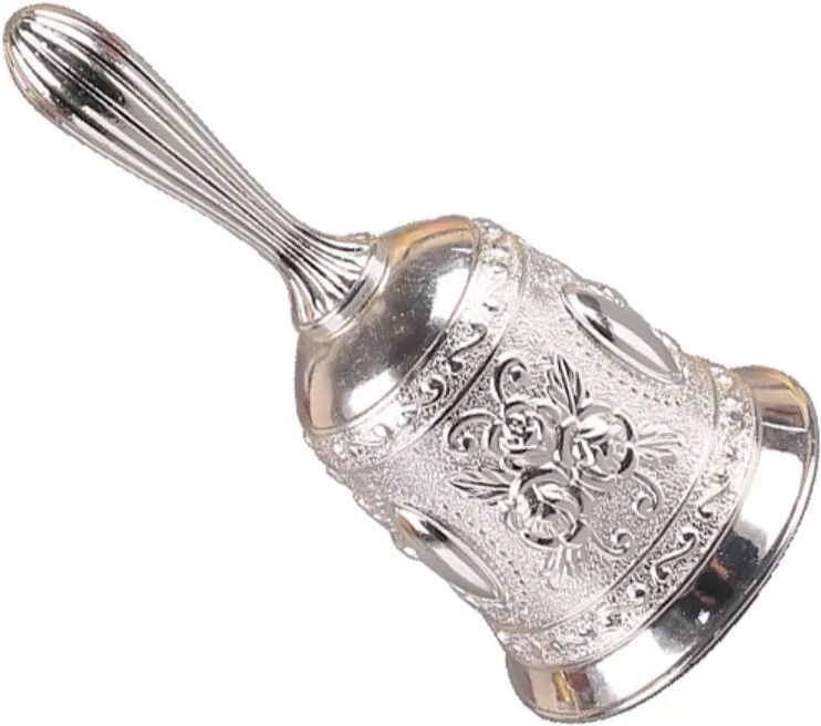 INF Europäische Handglocke aus Zinklegierung – Restaurant-, Bar- und Serviceglocke Silber