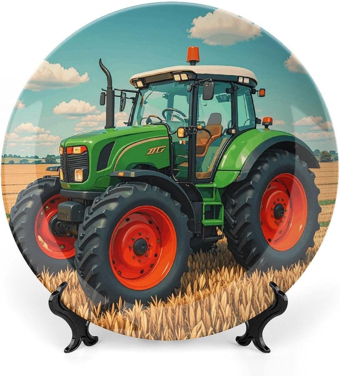 Keramische Decoratie Platen Fantasie Boerderij met Displaystandaard - Wit - 7 Inch