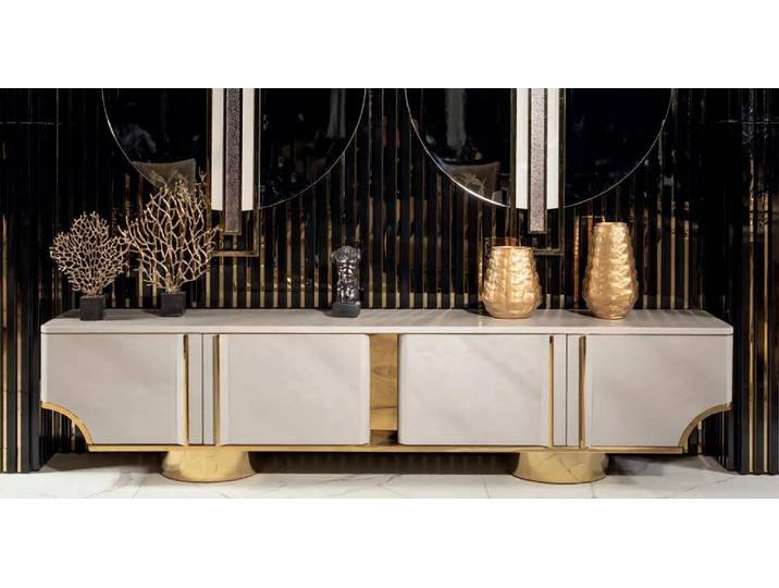 JVmoebel Konsolentisch Sideboard aus Holz in Beige mit Flügeltüren (Packung, Konsolentisch), Made in Europa