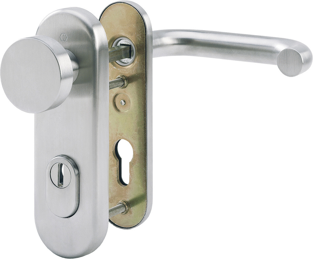 HOPPE Schutz-Wechselgarnitur mit Kurzschild Paris E58/3332KZA/353K-1/138Z, Edelstahl 3332191