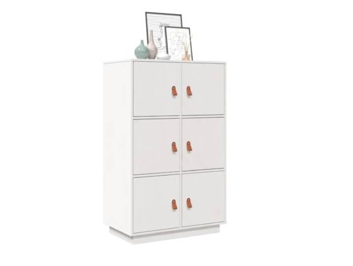 RJPLMFV Anrichte hoch, weiß, Massivholz, Kiefer, 67 x 40 x 108,5 cm 6 Fächer, 6 Türen, Aufbewahrung für Schlafzimmer, Wohnzimmer, Büro, Wandbefestigung inklusive