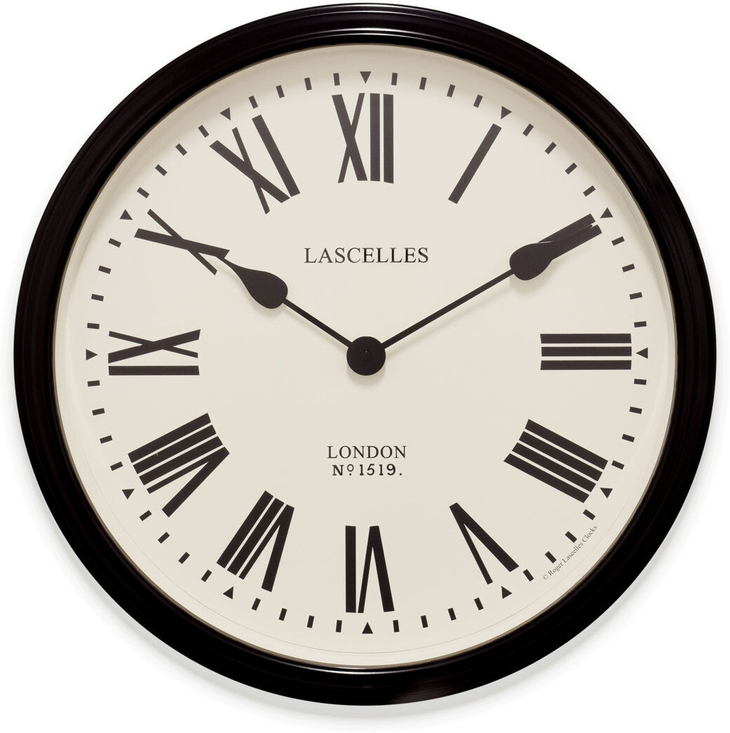 Roger Lascelles Clocks Smiths Large Wall Clock with Roman Numerals - 50cm Black 50cm W X 50cm H