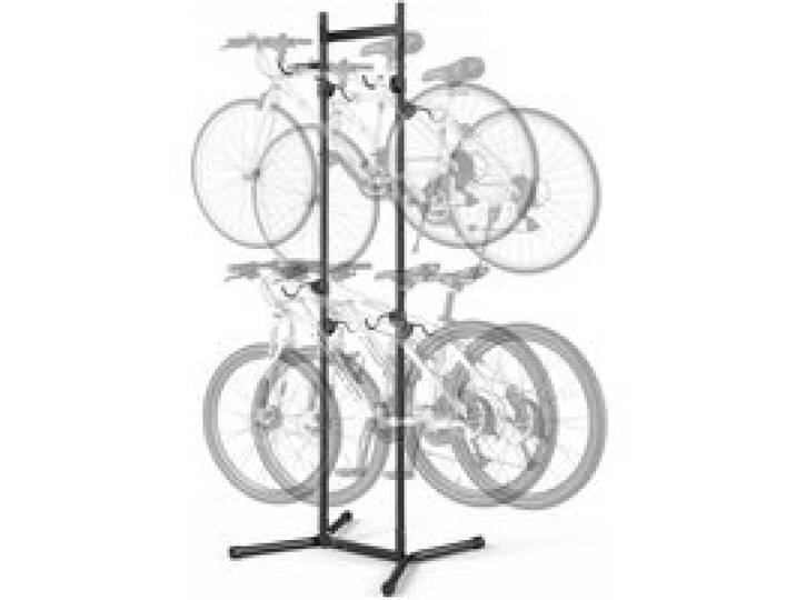 VEVOR Support de Rangement pour 4 Vélos, Support Vélo Vertical au Sol Autoportant avec Crochets Réglables en Hauteur, en Acier au Carbone, Range-Vélo pour Garage, Balcon, Appartement et Maison, Noir