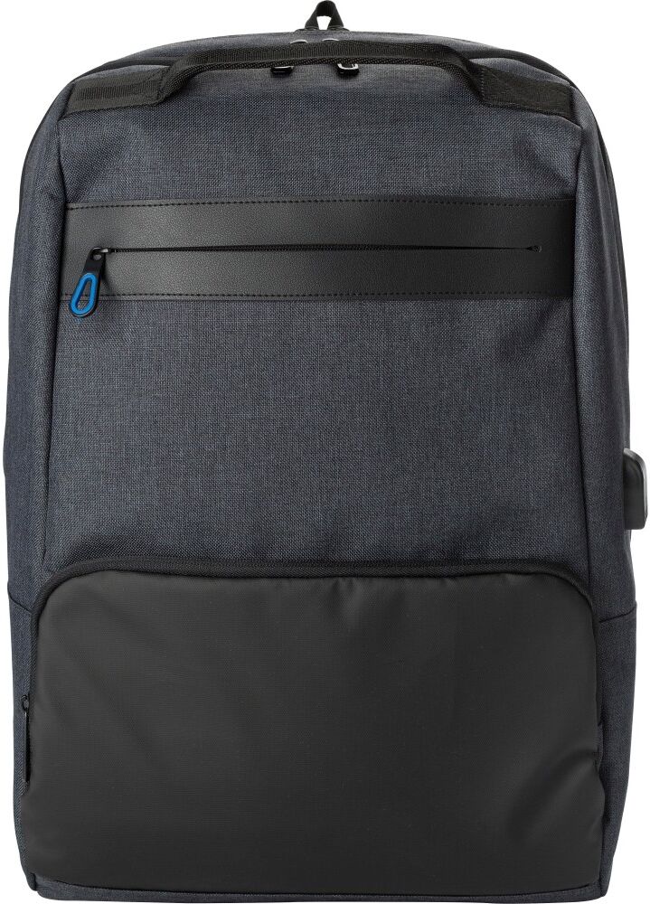 Sac à dos personnalisé porte-ordinateur en PVC avec port USB Romy noir