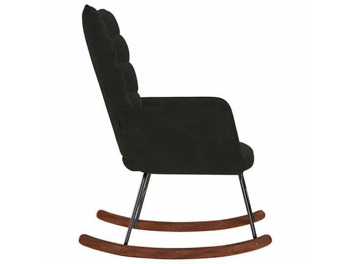 Fauteuil Allaitement - Noir - Chaise à bascule - Rocking Chair - Noir Velours 61x78x98 cm F1569