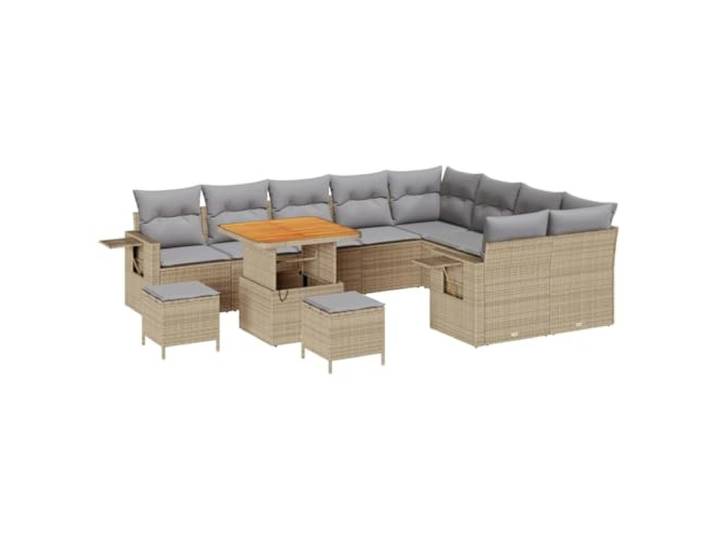 Bambou durable avec coussins blanc crème ensemble 8 pièces Brun Salon de jardin 8 pcs bambou avec coussins blanc crème, ensemble modulable canapé extérieur avec table et repose-pieds,