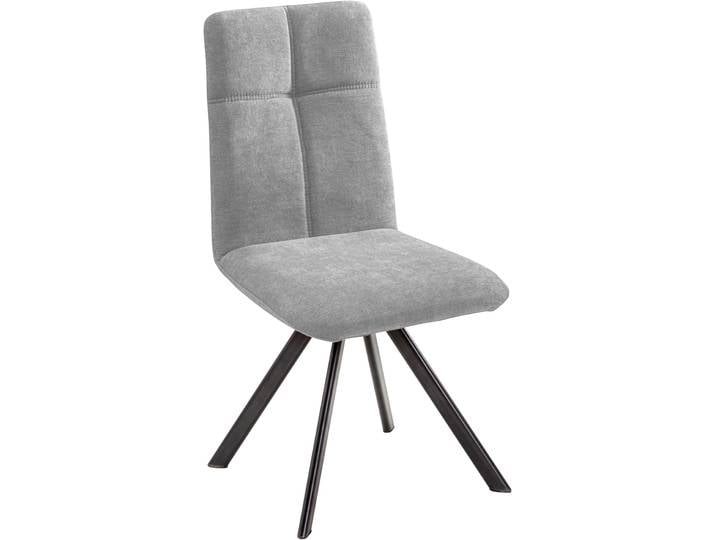 4-Fussstuhl MASSIVLINE & MORE Kristin, Stuhl, Esszimmerstuhl, Küchenstuhl , grau (schwarz, grau), B:47cm H:92cm T:60cm, Polyester, Stühle, 4-Fussstuhl, Gestell Metall schwarz
