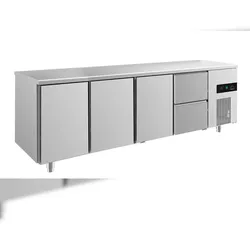 Gastro Kühltisch 3 Türen 2 Schubladen Umluftkühlung 2330x700x850mm -2/+8°C