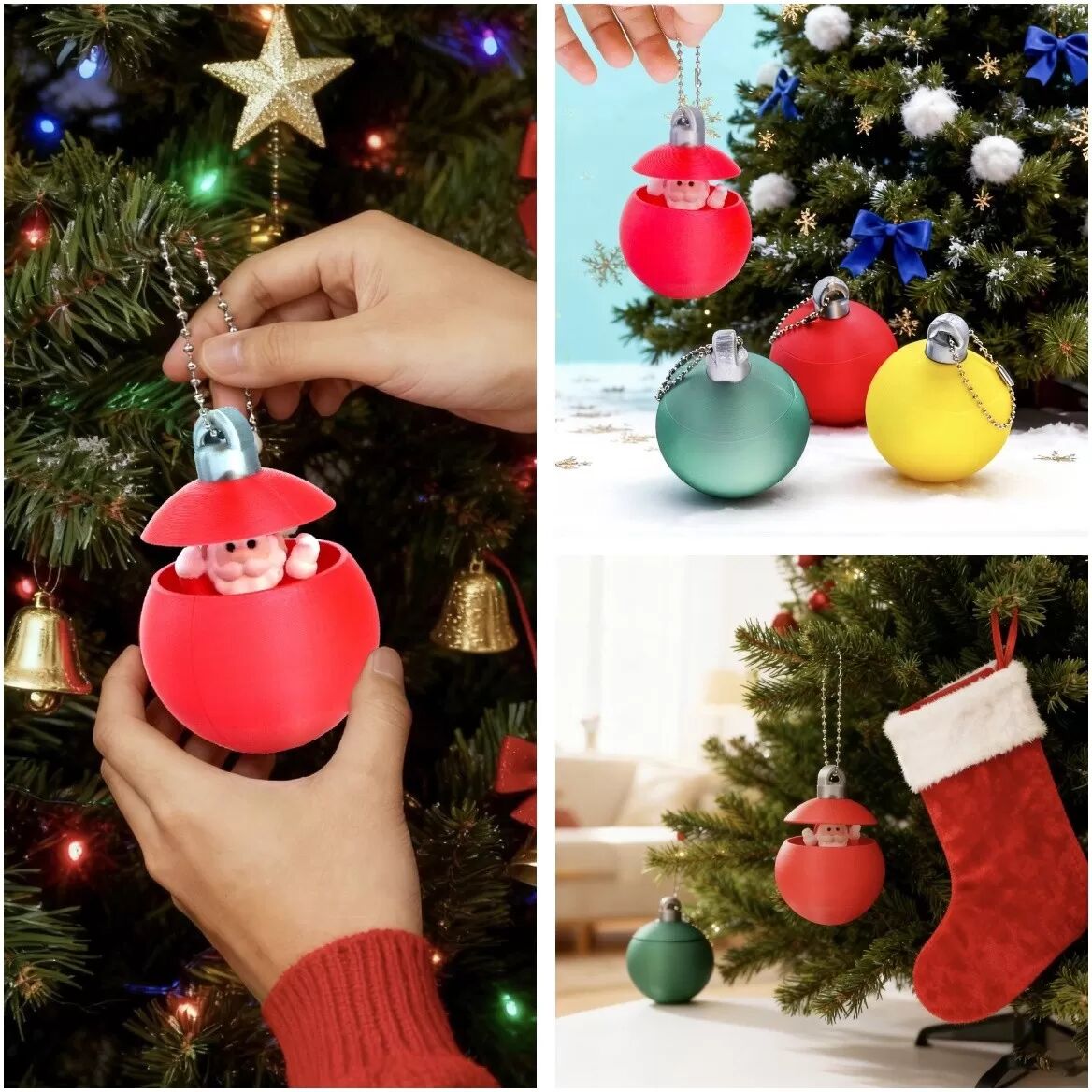 INF Festliche Schneemann-Weihnachtsbaumkugel - Hängende Dekoration aus Kunststoff für Weihnachtsfeiern Rot
