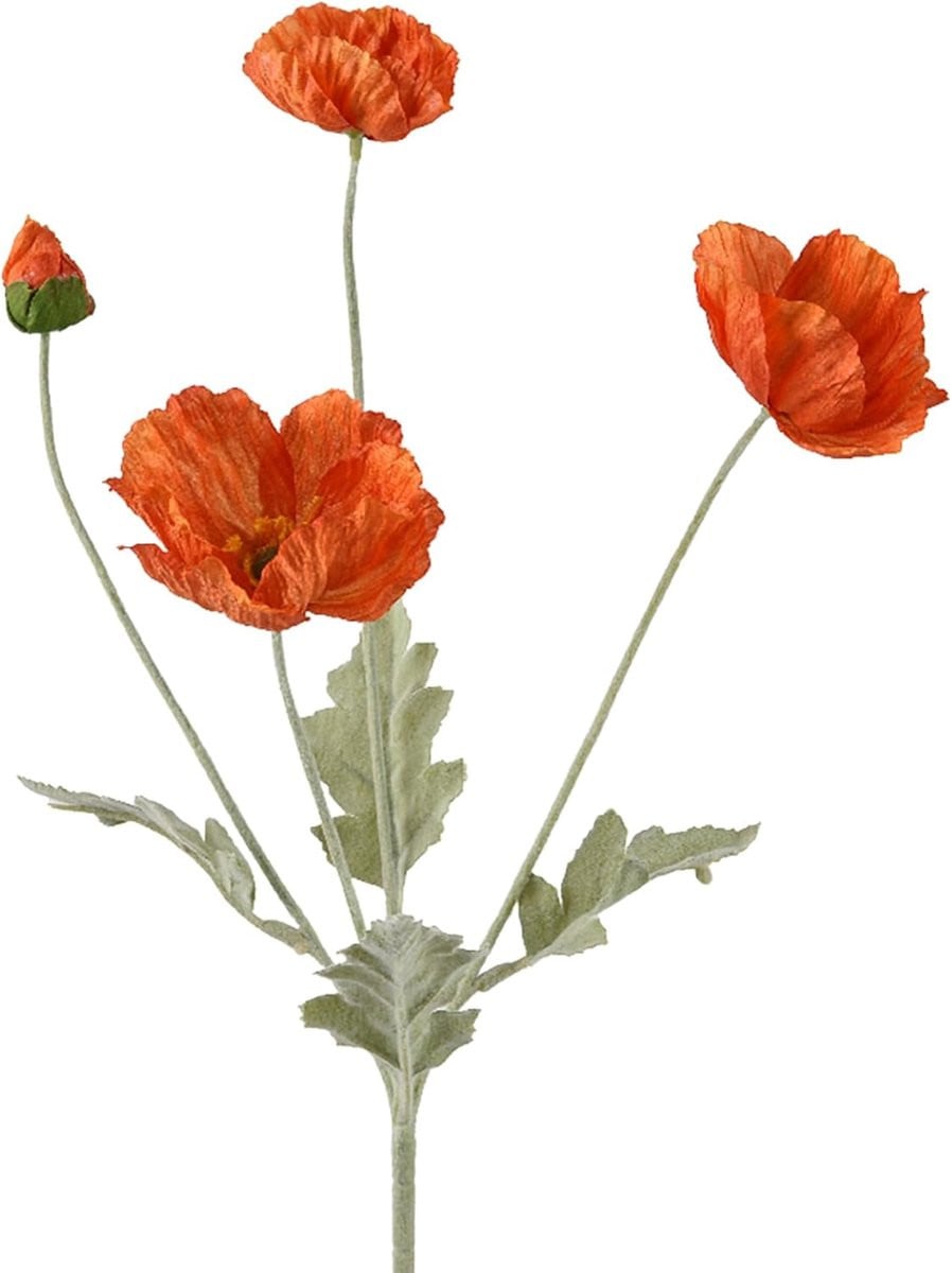 Oranje Kunstbloem Klaprozen - Realistische decoratieve bloemen - 63 cm
