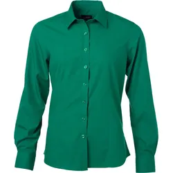 James & Nicholson Damen Popeline Bluse langarm JN677 irish green XS