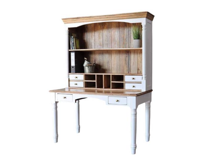 Sekretär Landhausstil weiss DOLE massiv Antik Shabby Design Schreibtisch