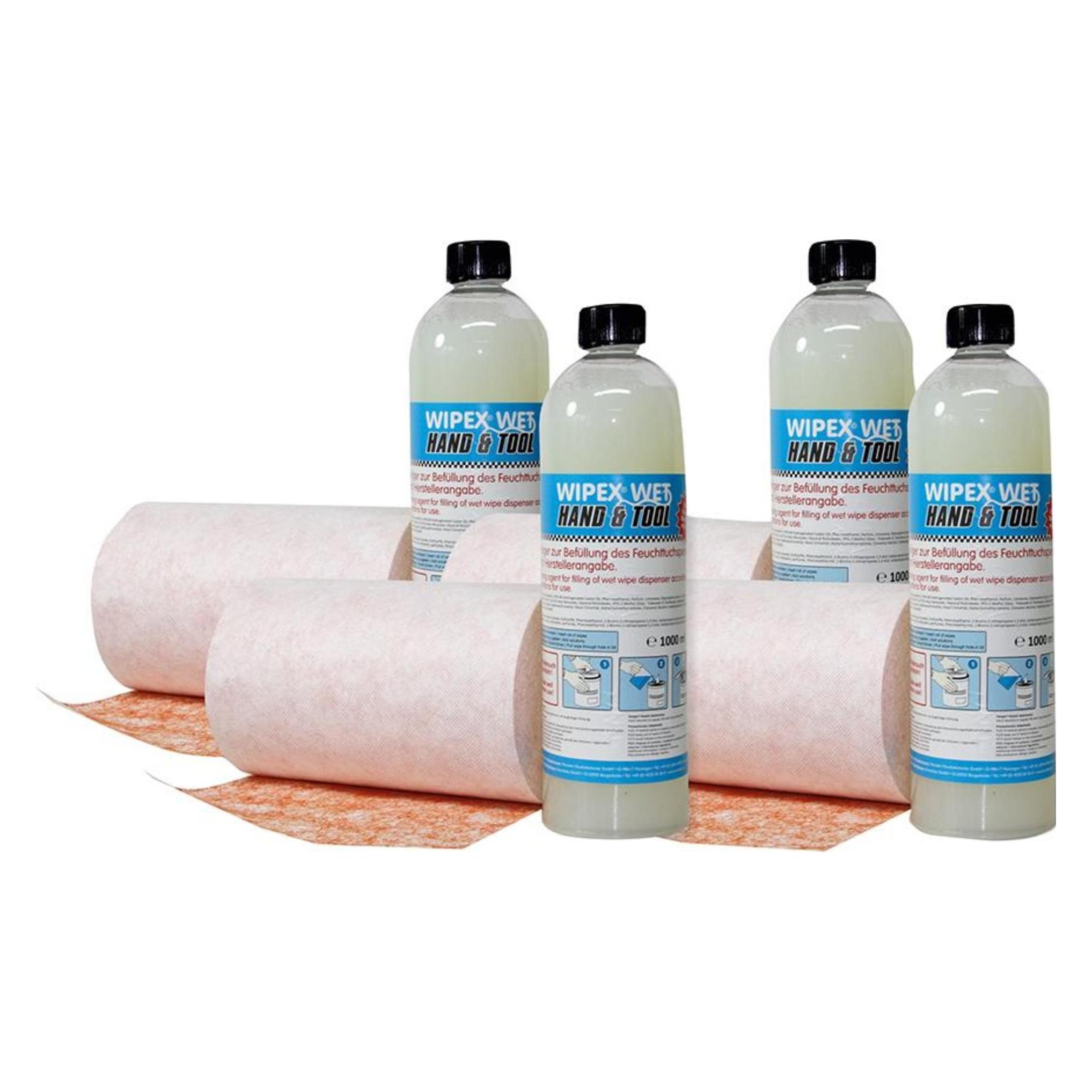 Nordvlies Feuchttuchspender WIPEX-WET Hand & Tool Nachfüllpack 4 Rollen Vliesstoff a 120 Tücher, 4x (989871)